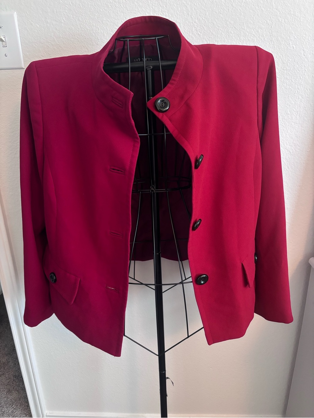 Kasper Women's Red Stand-Collar Jacket - Picture 1 of 4